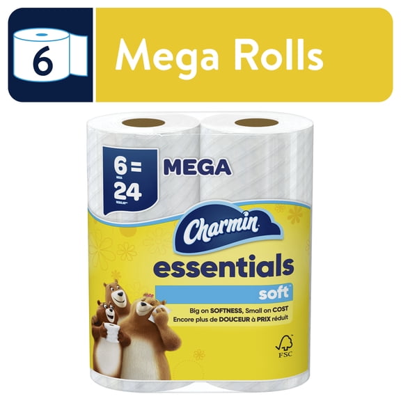 Charmin Toilet Paper Essentials Soft (6 Mega Rolls)